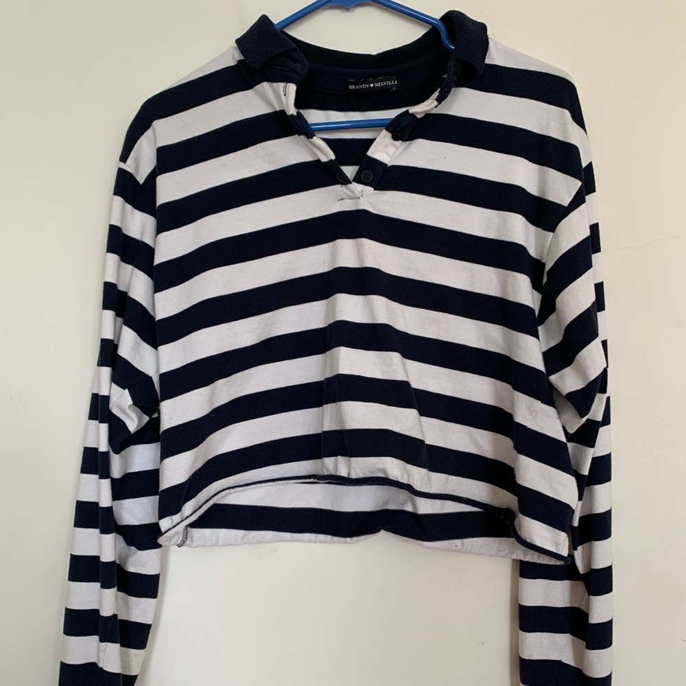 Brandy Melville striped collared long sleeve